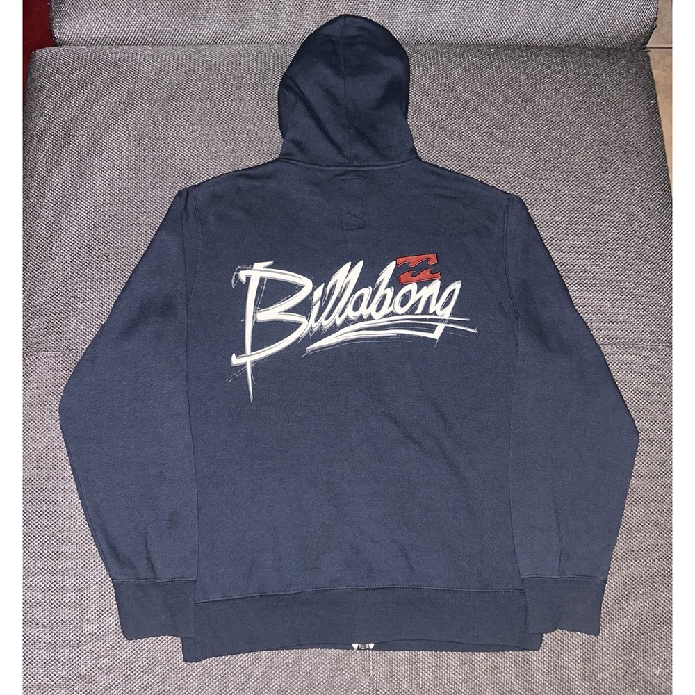 Billabong Mens Navy Blue Full Zip Surf Hoodie Size Large Rare Y2K VTG